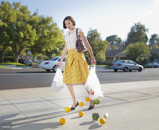 Women with Broken shopping bags